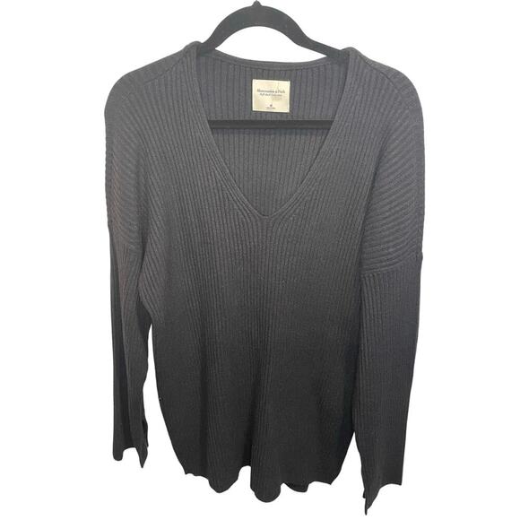 Abercrombie & Fitch Soft AF Black V Neck Sweater - Picture 1 of 6